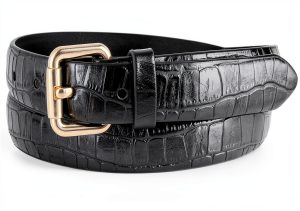 Women's Alligator Embossed Leather Belt by [Brand Name] --0