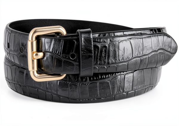 Women's Alligator Embossed Leather Belt by [Brand Name] --0