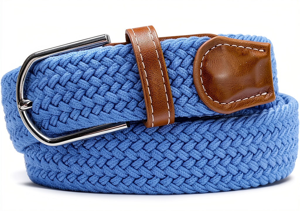 WIACO elastic woven golf belt being adjusted on a golfer's waist