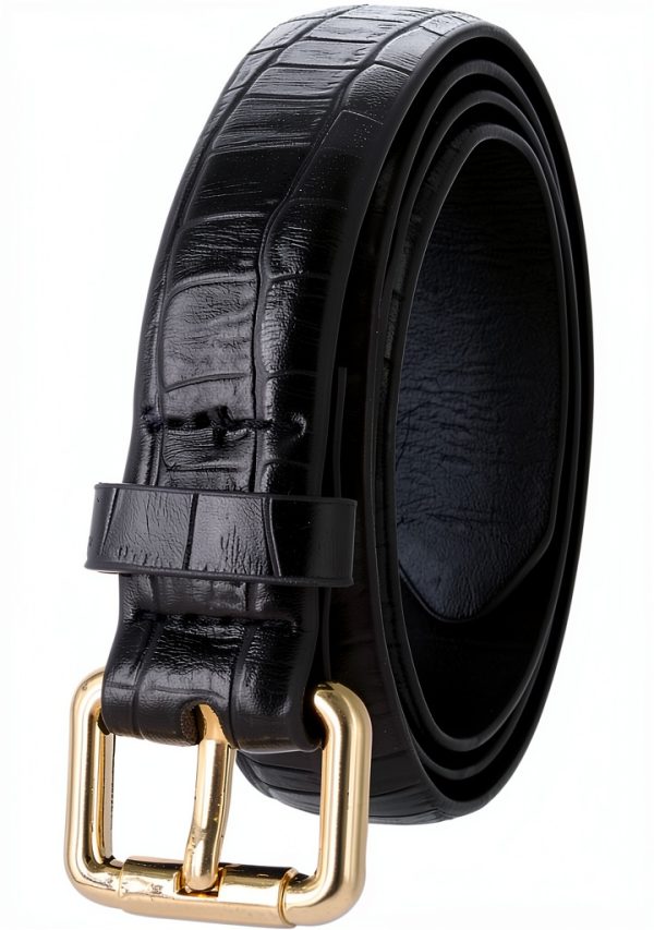 Women's Alligator Embossed Leather Belt by [Brand Name] --2