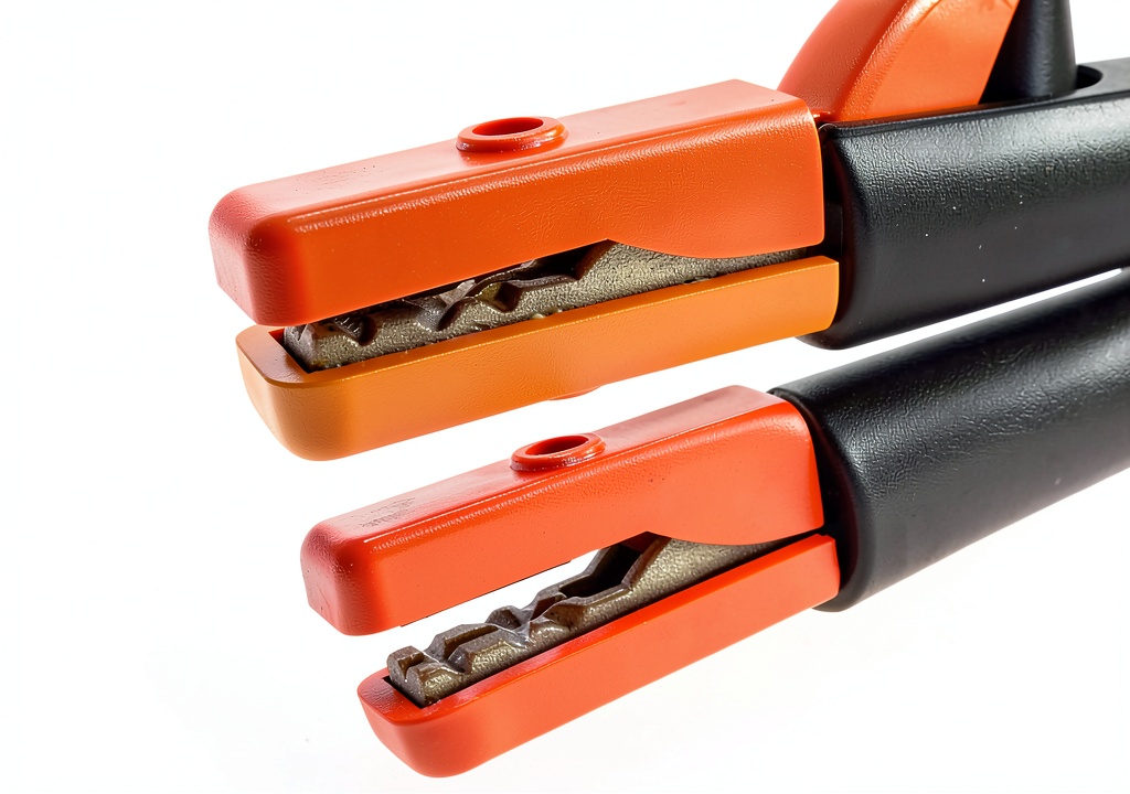 Installing 300 Amp Welding Electrode Holder Reboot Copper on a metal workbench