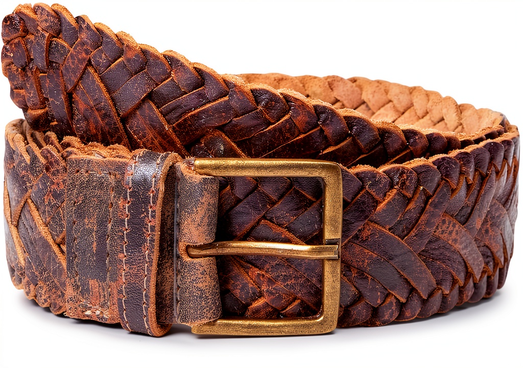 Women's distressed leather belt on a golf course