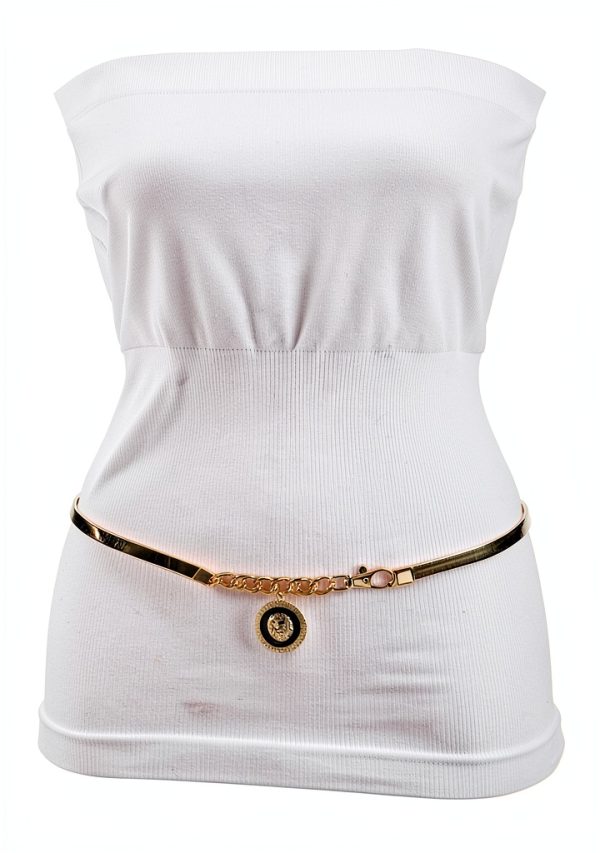 Gold Lion Medallion Coin Belt for Women Fashion-1