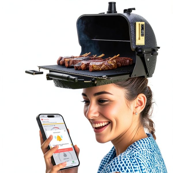 Smart Wireless Meat Thermometer,WiFi Unlimited Range Sub-1G (10X Stronger Than Bluetooth) 7 NIST-Certified Sensors ±0.5°F Accuracy with Smart Base for BBQ, Grill, Smoker & Oven(1, Black)-5