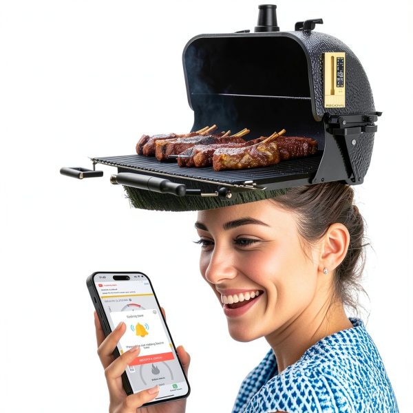 WiFi Sub-1G Wireless Meat Thermometer BBQOVN BBQ8 Black Small 7-4