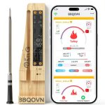 Smart Wireless Meat Thermometer,WiFi Unlimited Range Sub-1G (10X Stronger Than Bluetooth) 7 NIST-Certified Sensors ±0.5°F Accuracy with Smart Base for BBQ, Grill, Smoker & Oven(1, Black)-0
