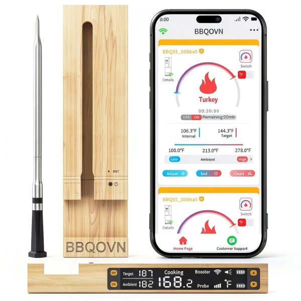 WiFi Sub-1G Meat Thermometer BBQOVN 7 NIST Sensors Unlimited Black-0