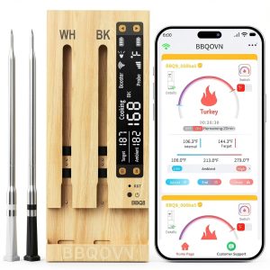 WiFi Sub-1G Wireless Meat Thermometer BBQOVN BBQ8 Black Small 7-0