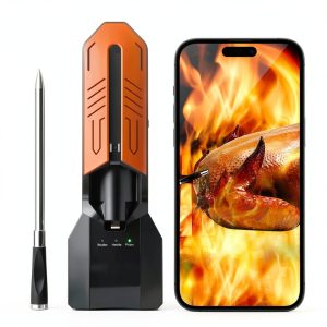 WiFi Bluetooth Meat Thermometer BBQOVN 7 Sensor Unlimited Range Black-0