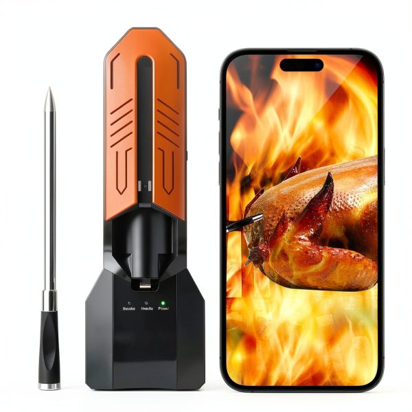 WiFi Bluetooth Meat Thermometer BBQOVN 7 Sensor Unlimited Range Black-0