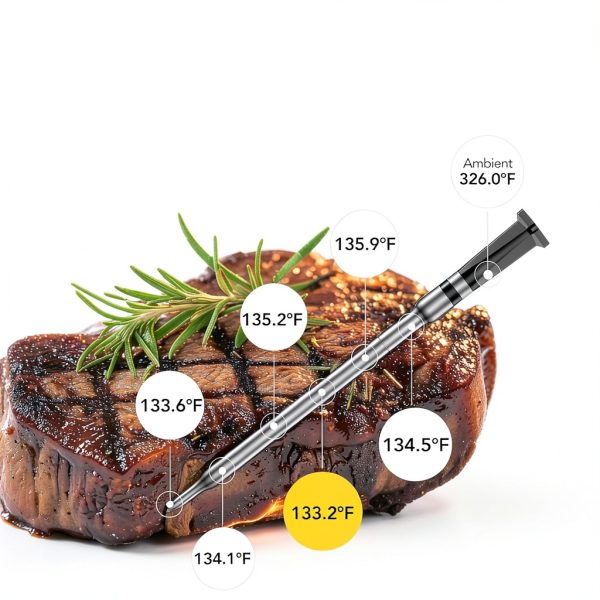WiFi Sub-1G Wireless Meat Thermometer BBQOVN BBQ8 Black Small 7-3