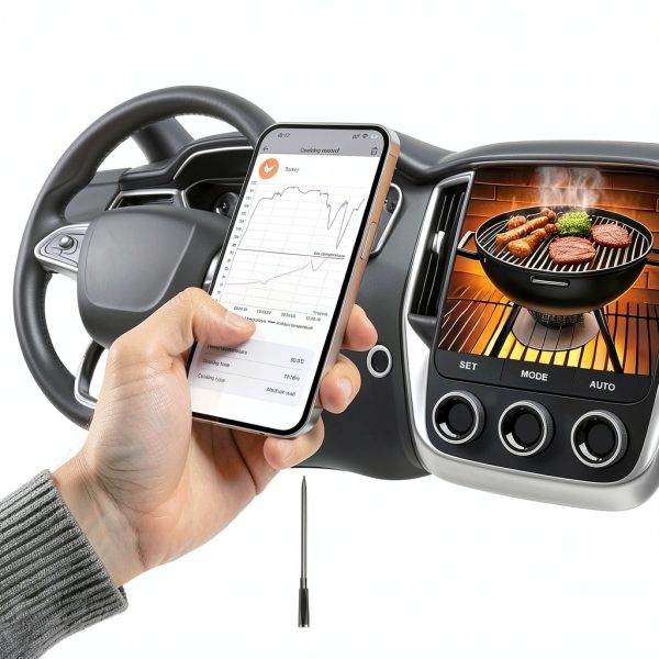 WiFi Bluetooth Meat Thermometer BBQOVN 7 Sensor Unlimited Range Black-1