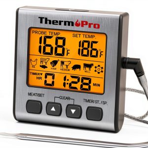 ThermoPro TP16S Digital Meat Thermometer for Cooking and Grilling, BBQ Food Thermometer with Backlight and Kitchen Timer, Grill Temperature Probe Thermometer for Smoker, Barbecue, Oven, Baking,Oil-0