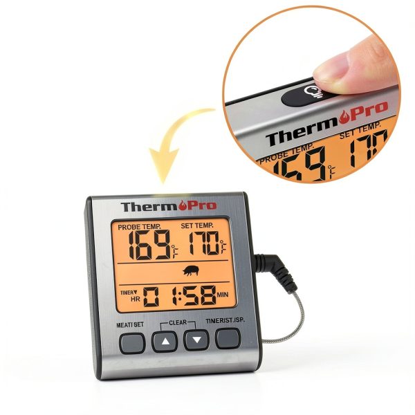 ThermoPro TP16S Digital Meat Thermometer for Cooking and Grilling, BBQ Food Thermometer with Backlight and Kitchen Timer, Grill Temperature Probe Thermometer for Smoker, Barbecue, Oven, Baking,Oil-6