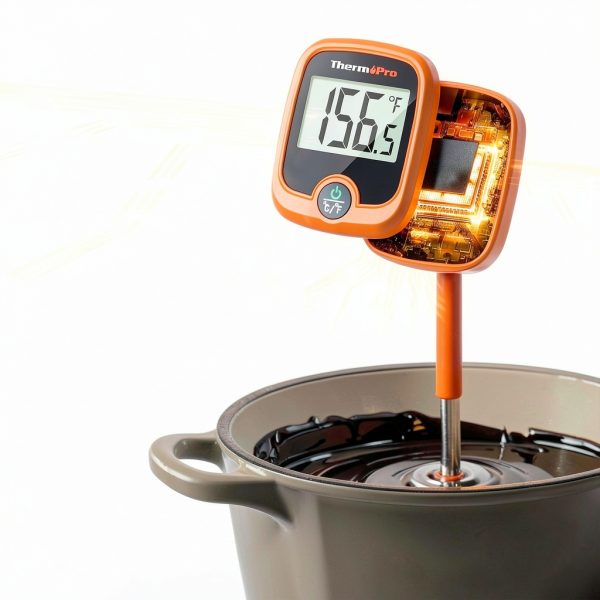 ThermoPro TP509 Candy Thermometer with Pot Clip, 10" Long Probe Instant Read Meat Food Thermometer with LCD, Cooking Oil Thermometer Deep Frying Thermometer for Candy Maple Syrup Sugar Brewing Making-2