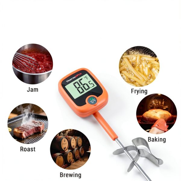 ThermoPro TP509 Candy Thermometer with Pot Clip, 10" Long Probe Instant Read Meat Food Thermometer with LCD, Cooking Oil Thermometer Deep Frying Thermometer for Candy Maple Syrup Sugar Brewing Making-5