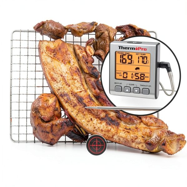 ThermoPro TP16S Digital Meat Thermometer for Cooking and Grilling, BBQ Food Thermometer with Backlight and Kitchen Timer, Grill Temperature Probe Thermometer for Smoker, Barbecue, Oven, Baking,Oil-1